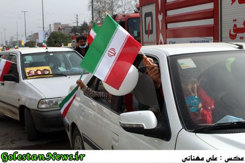 برگزاری خودرویی راهپیمایی 22 بهمن 1399 در شهر علی آباد